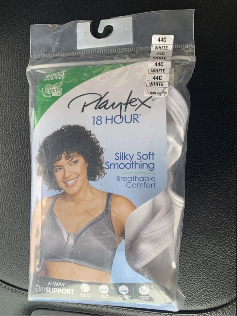 2/$25 Playtex 44C 18 Hour Silky Soft Comfortable Wire Free Bra White For Women